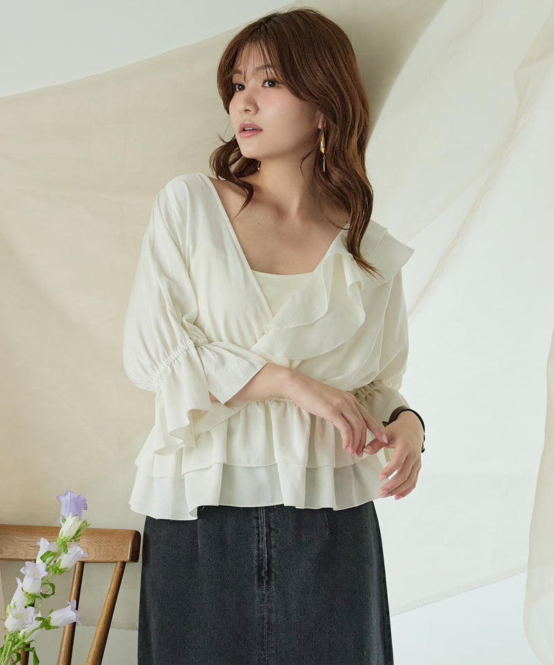 asymmetrical frill blouse / アシンメトリーフリルブラウス