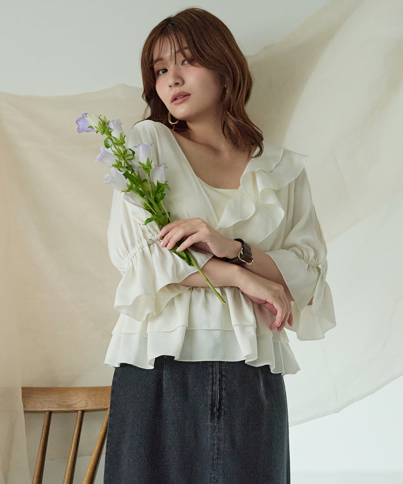 asymmetrical frill blouse / アシンメトリーフリルブラウス