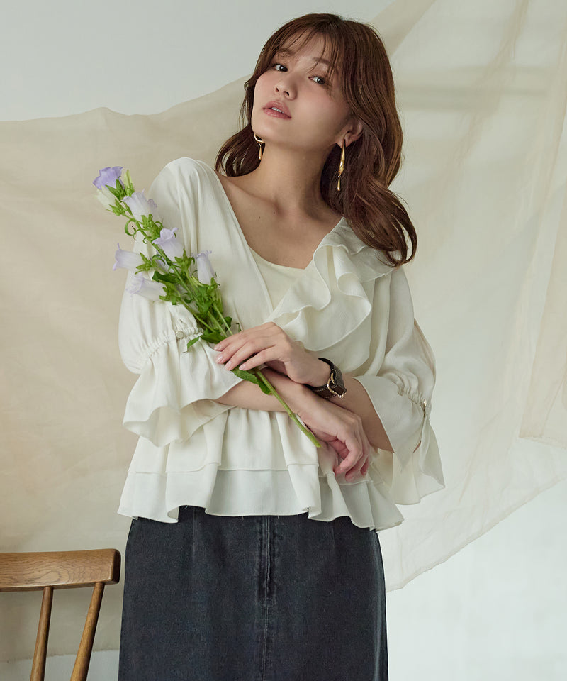 asymmetrical frill blouse / アシンメトリーフリルブラウス