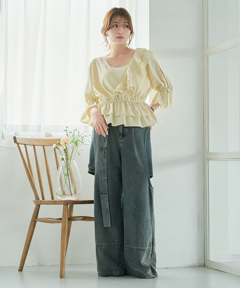 asymmetrical frill blouse / アシンメトリーフリルブラウス