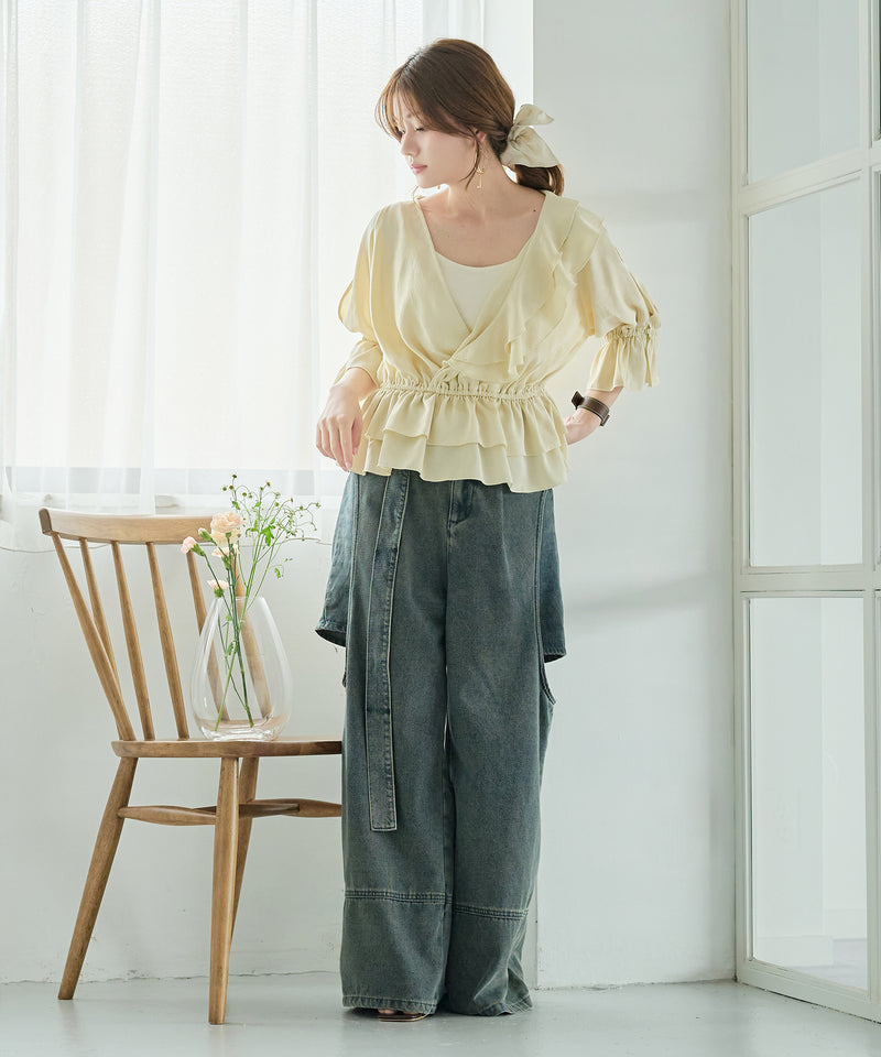 asymmetrical frill blouse / アシンメトリーフリルブラウス