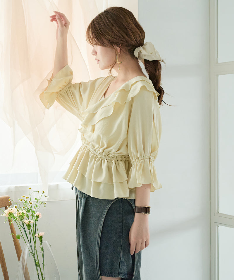 asymmetrical frill blouse / アシンメトリーフリルブラウス