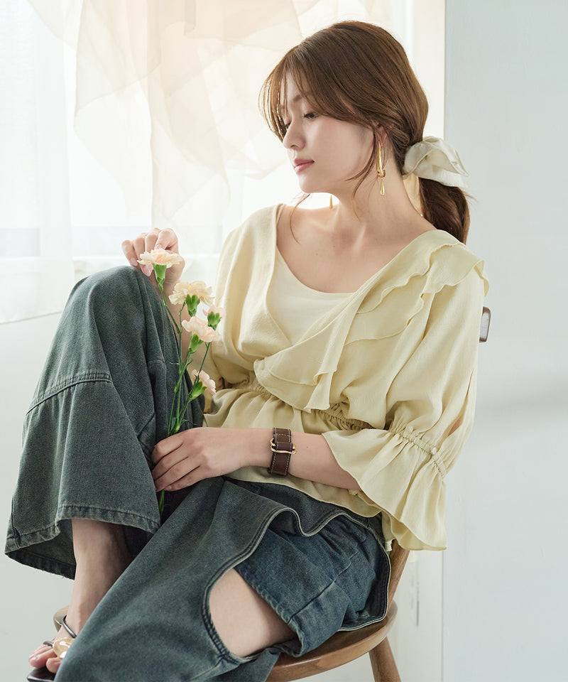 asymmetrical frill blouse / アシンメトリーフリルブラウス