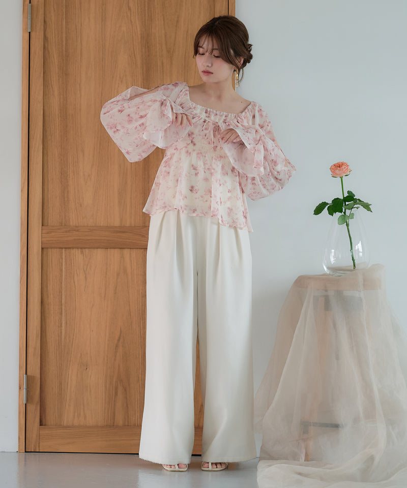 floral pattern sheer blouse / 花柄シアーブラウス