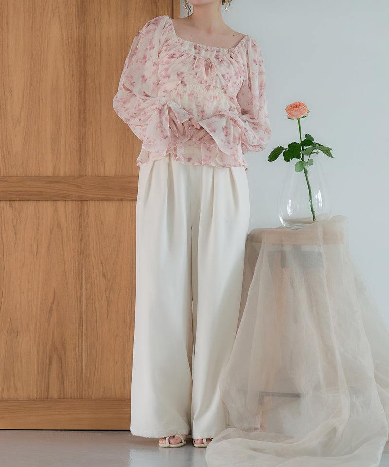 floral pattern sheer blouse / 花柄シアーブラウス