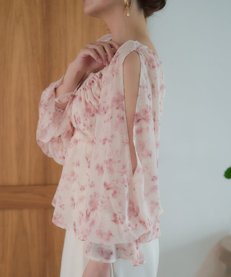 floral pattern sheer blouse / 花柄シアーブラウス