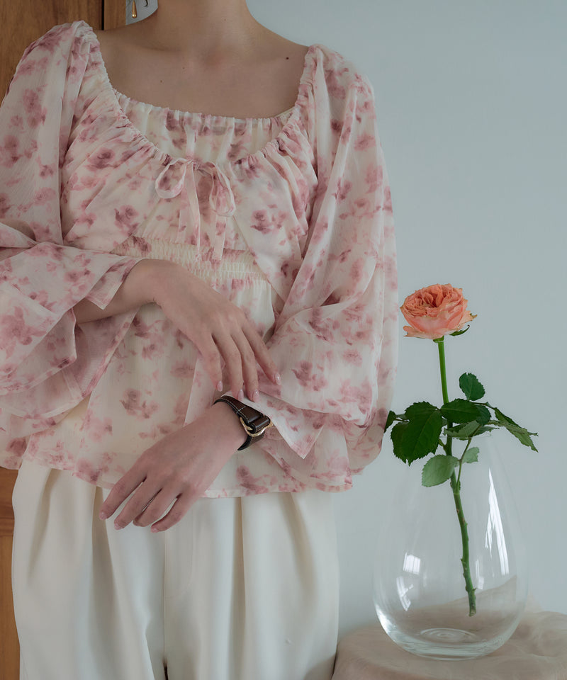floral pattern sheer blouse / 花柄シアーブラウス
