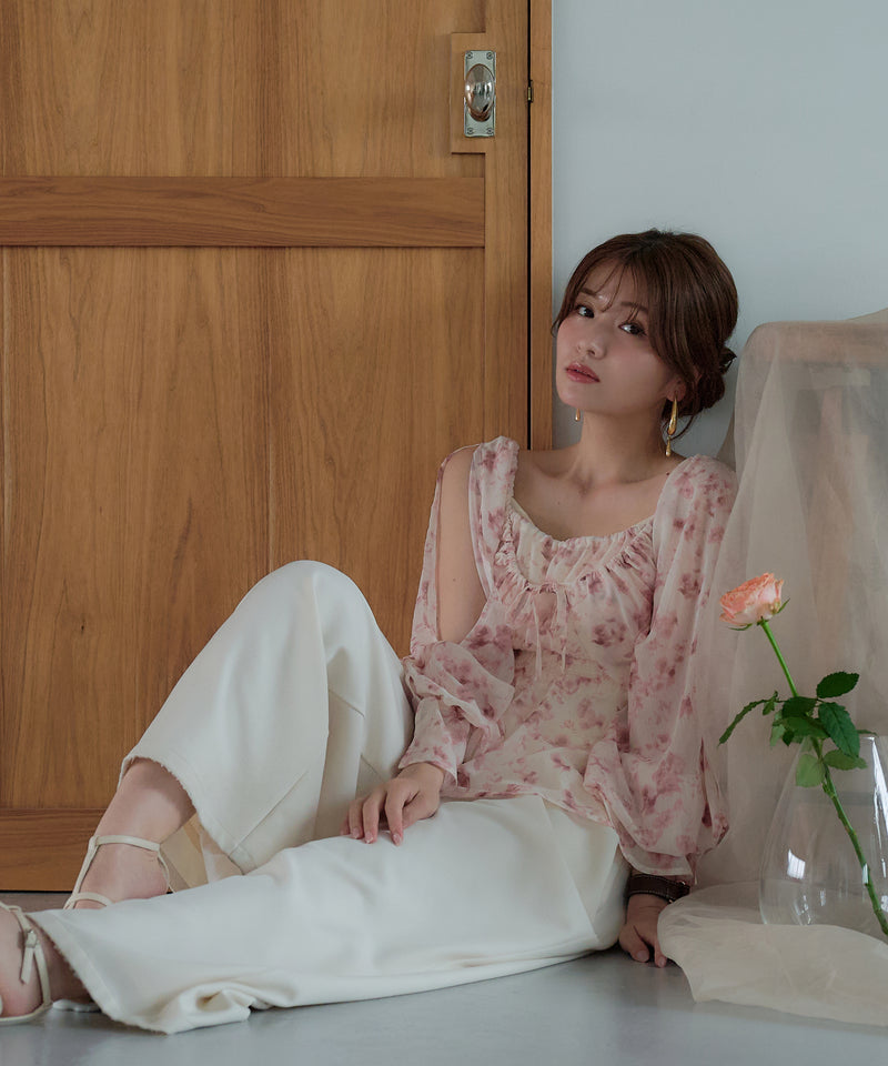 floral pattern sheer blouse / 花柄シアーブラウス