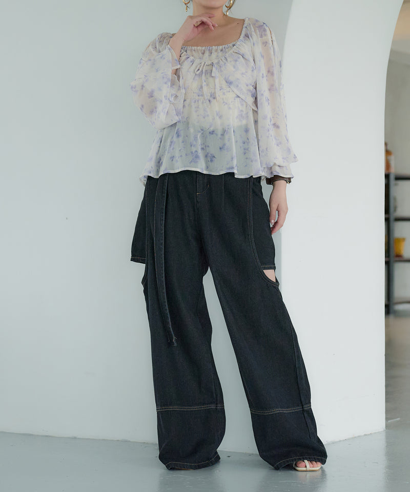 floral pattern sheer blouse / 花柄シアーブラウス