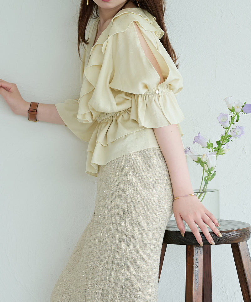 asymmetrical frill blouse / アシンメトリーフリルブラウス