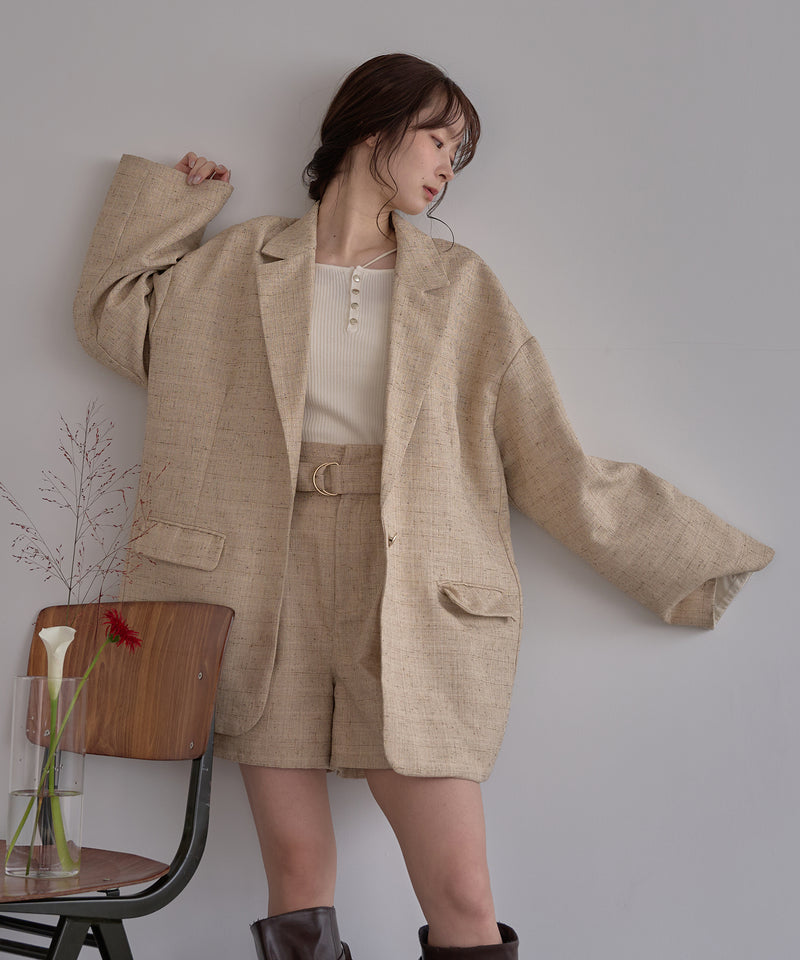 button design flare sleeve rib knit / ボタンデザインフレアスリーブリブニット