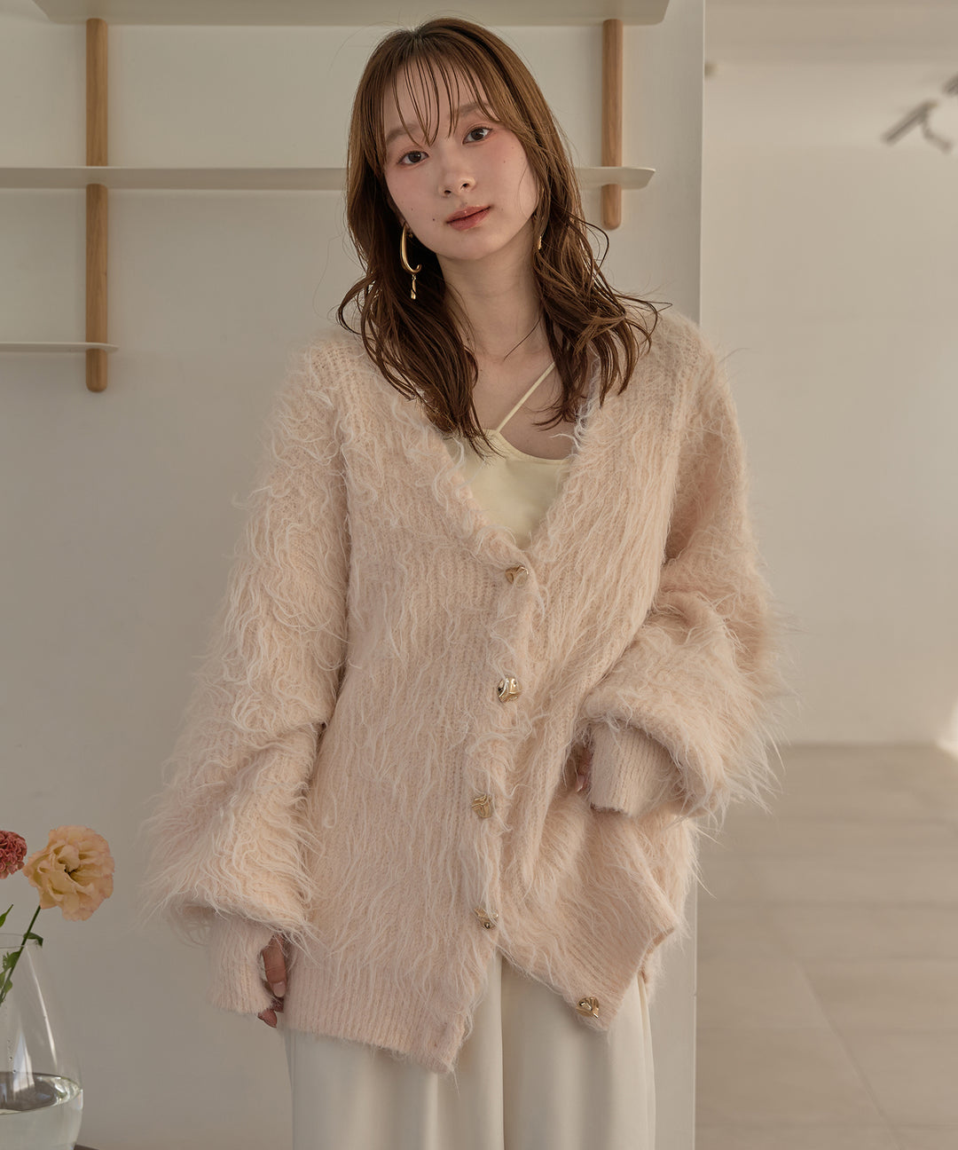 nuance button shaggy cardigan / ニュアンスボタンシャギー