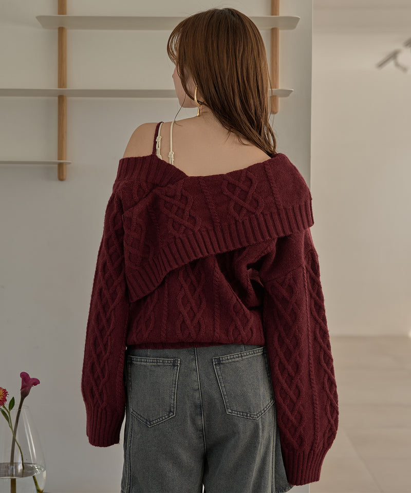 one shoulder cable knit / ワンショルケーブルニット