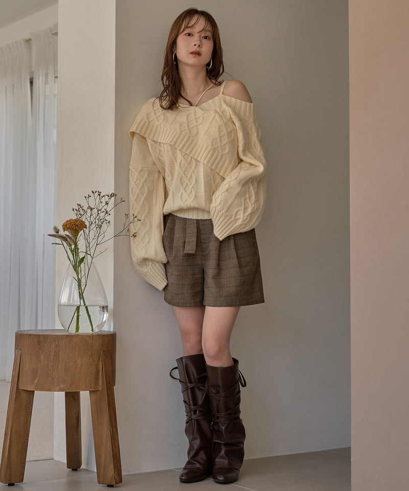 one shoulder cable knit / ワンショルケーブルニット