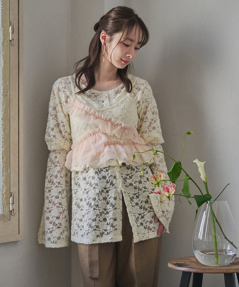brushed lace tulle ensemble / ブラッシュドレースチュールアンサンブル
