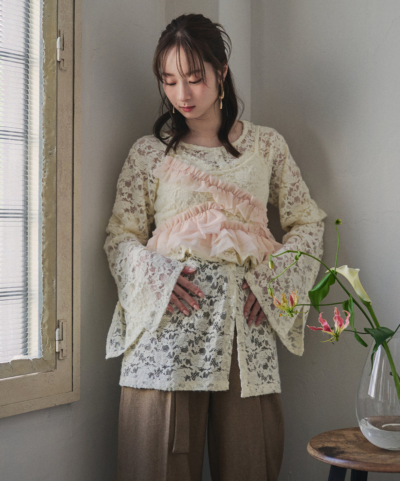 brushed lace tulle ensemble / ブラッシュドレースチュールアンサンブル