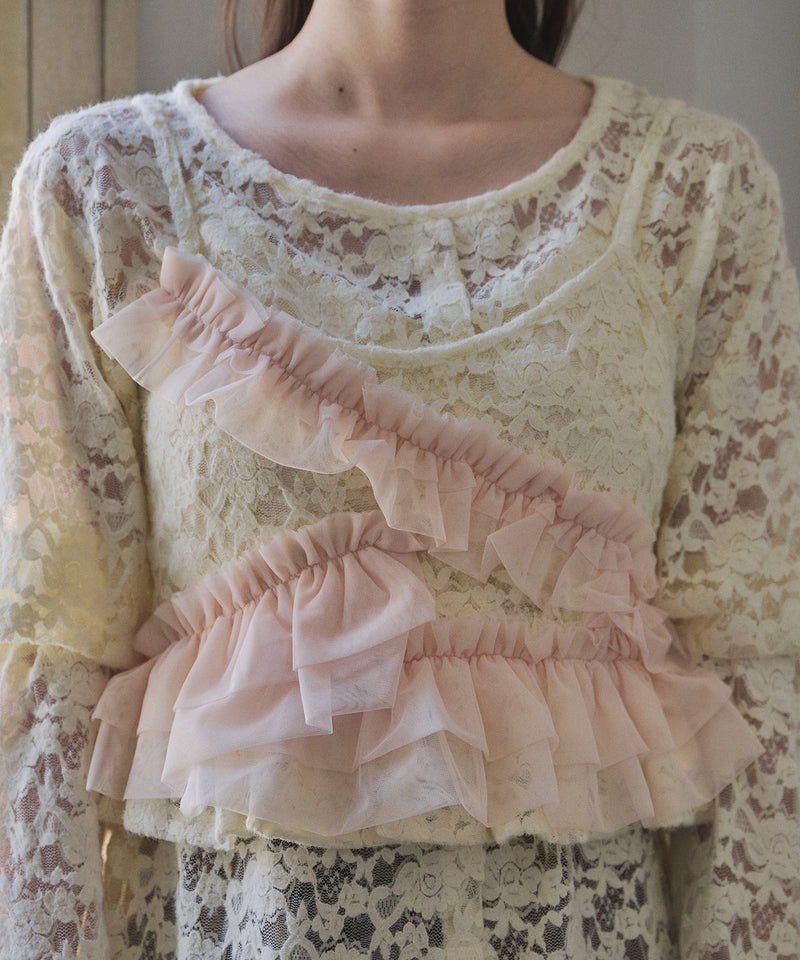 brushed lace tulle ensemble / ブラッシュドレースチュールアンサンブル