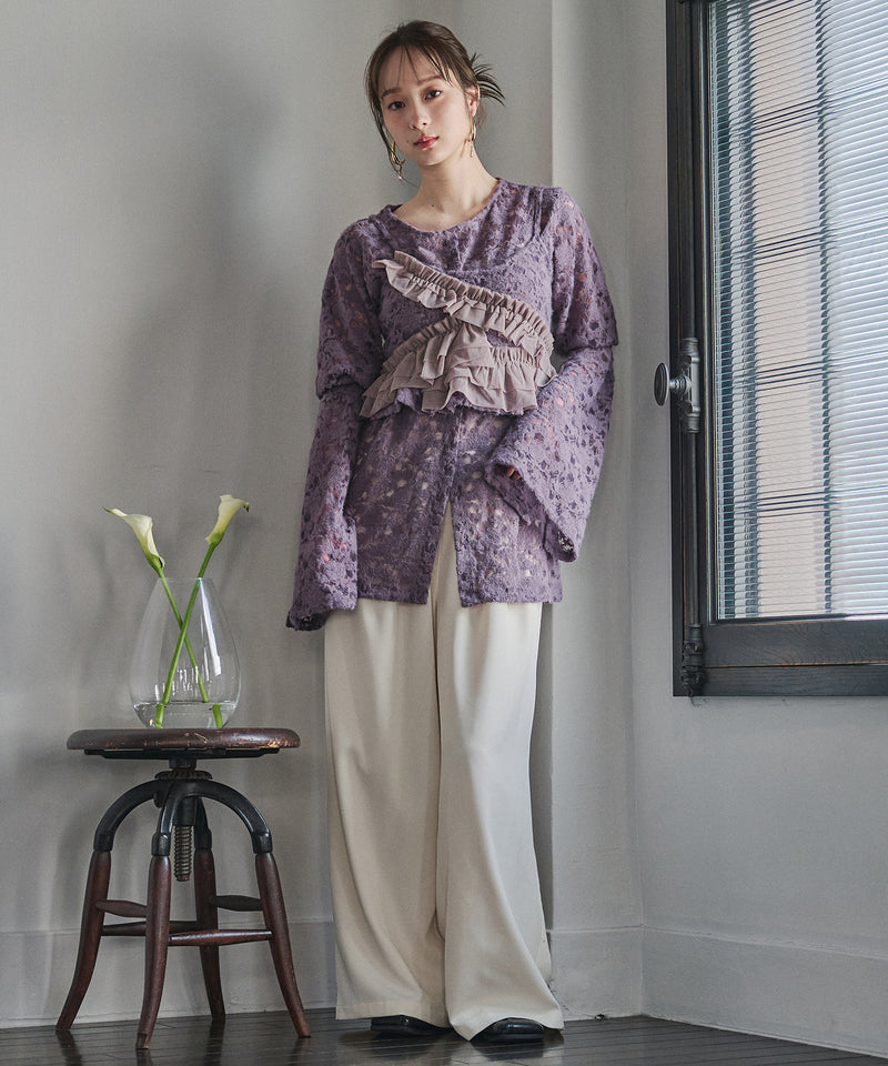 brushed lace tulle ensemble / ブラッシュドレースチュールアンサンブル