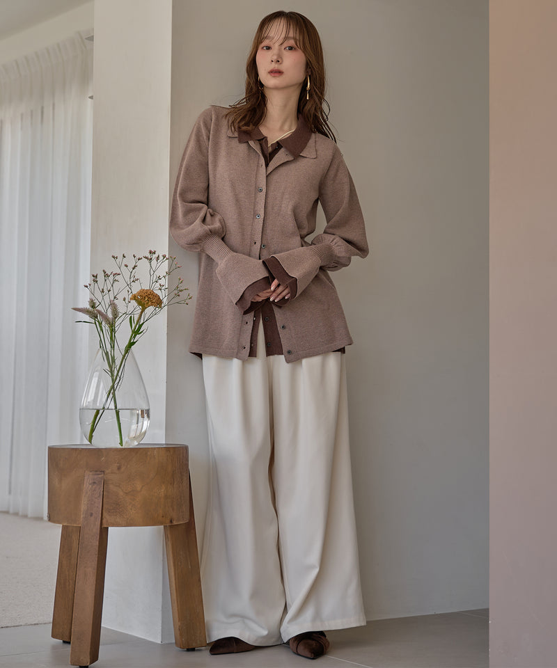 layered loose knit shirt / レイヤードルーズニットシャツ