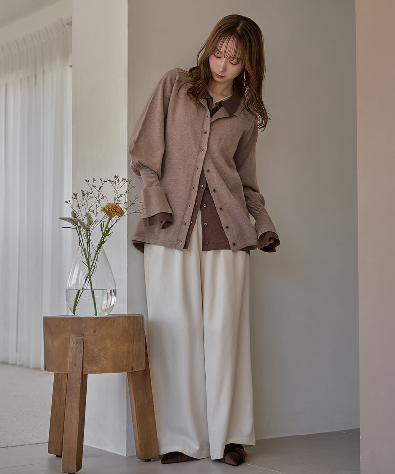 layered loose knit shirt / レイヤードルーズニットシャツ
