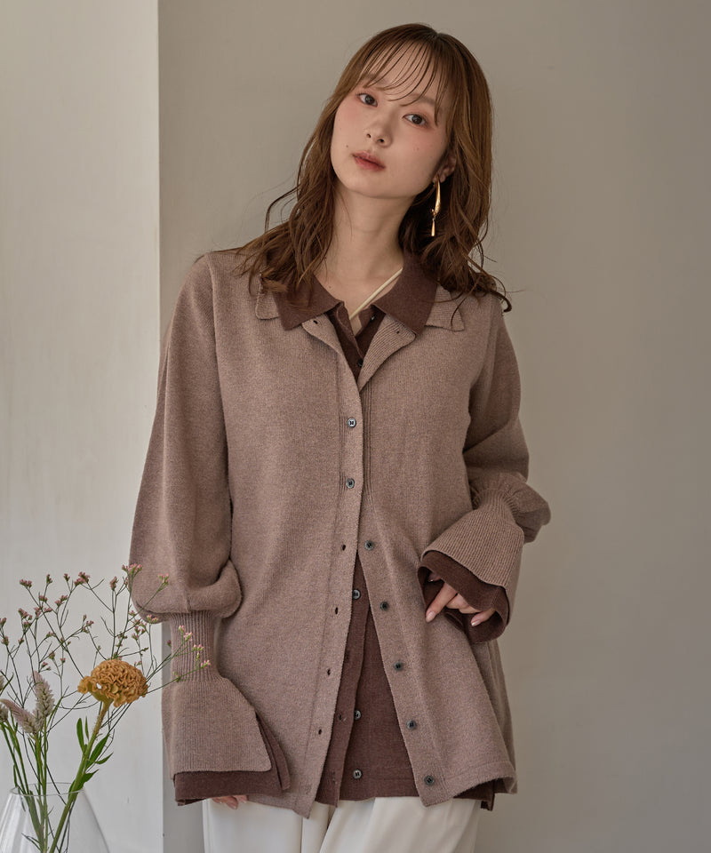 layered loose knit shirt / レイヤードルーズニットシャツ