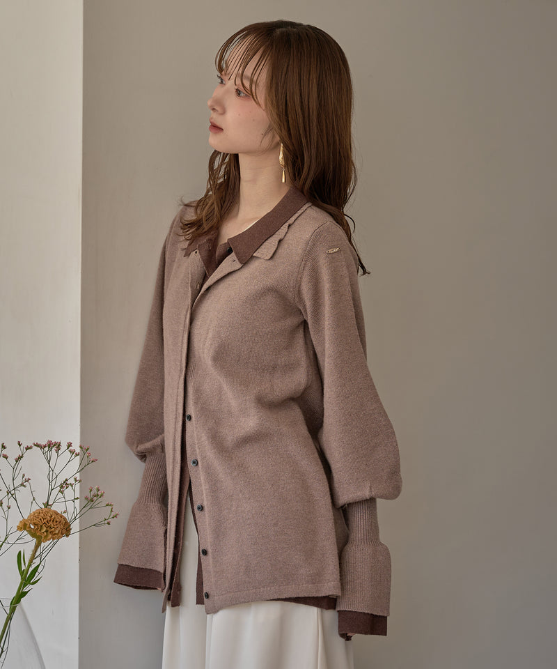 layered loose knit shirt / レイヤードルーズニットシャツ