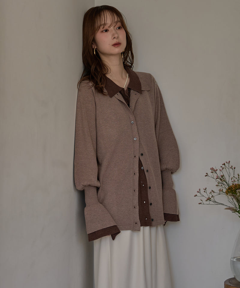 layered loose knit shirt / レイヤードルーズニットシャツ