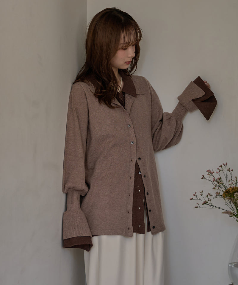 layered loose knit shirt / レイヤードルーズニットシャツ