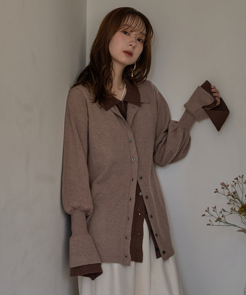layered loose knit shirt / レイヤードルーズニットシャツ