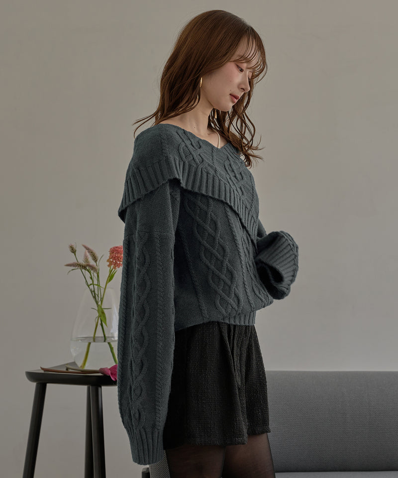 one shoulder cable knit / ワンショルケーブルニット
