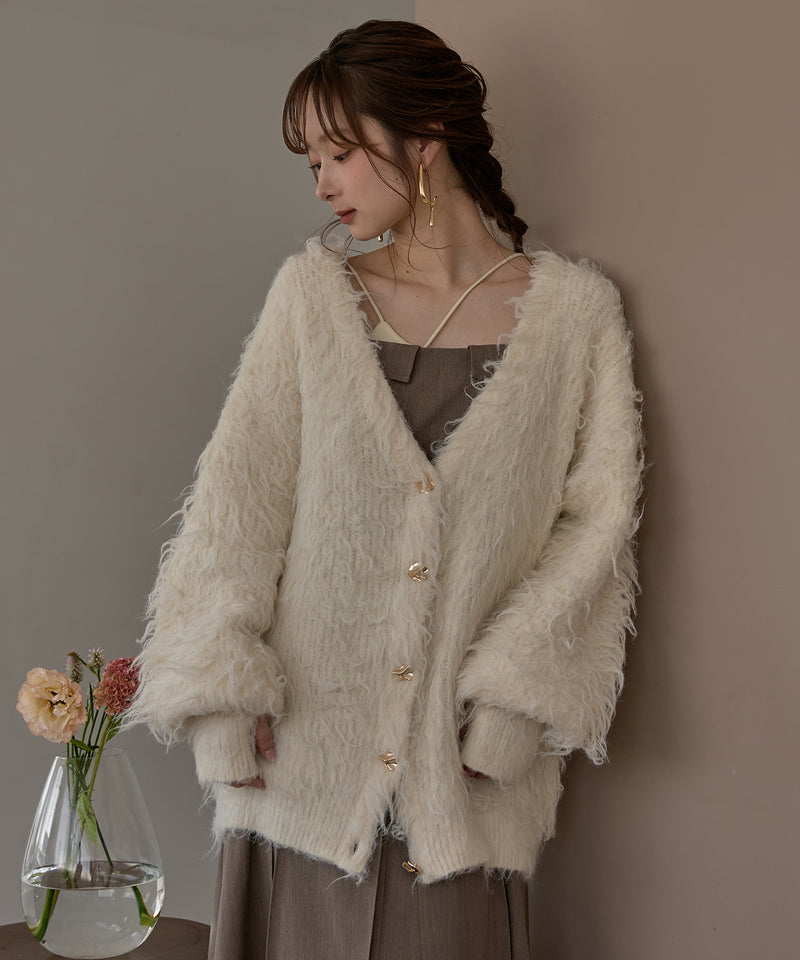 nuance button shaggy cardigan / ニュアンスボタンシャギーカーディガン
