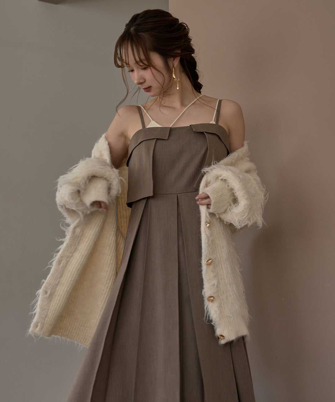 nuance button shaggy cardigan / ニュアンスボタンシャギー