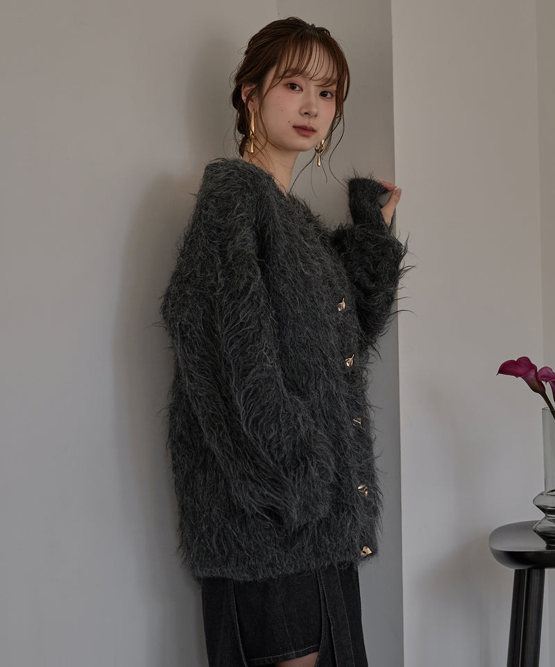 nuance button shaggy cardigan / ニュアンスボタンシャギーカーディガン