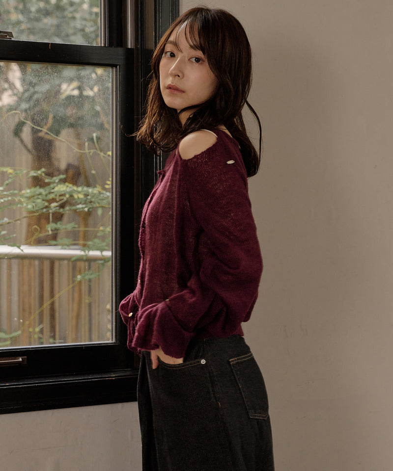 【予約商品】2way sleeve sheer knit cardigan / 2wayスリーブシアーニットカーディガン