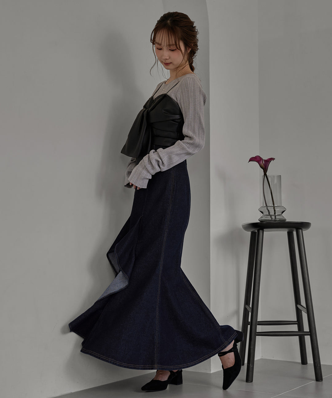 予約商品】frills mermaid denim skirt / フリルマーメイド