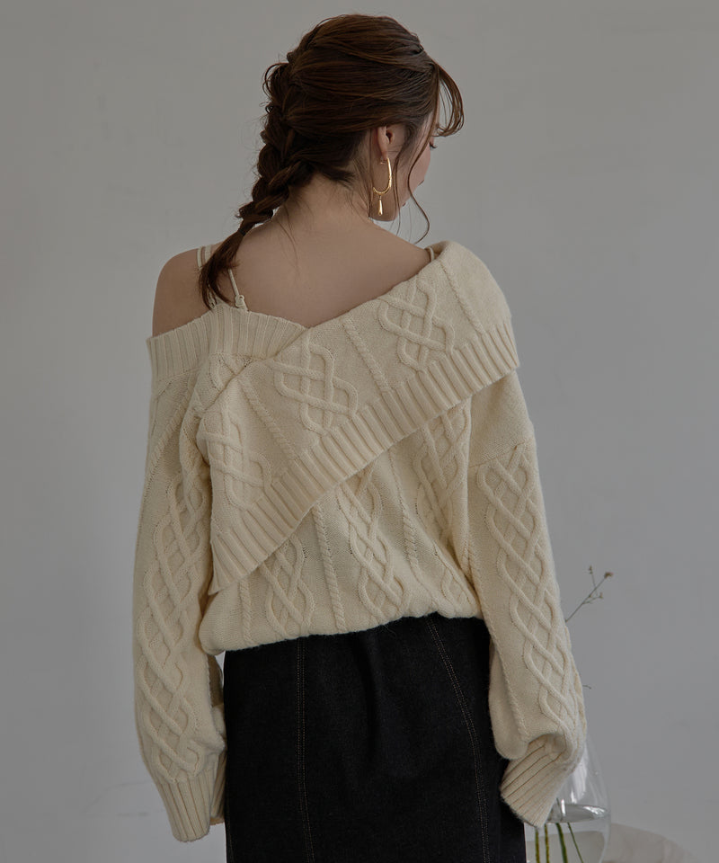 one shoulder cable knit / ワンショルケーブルニット
