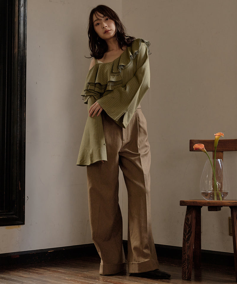 frill one shoulder tops /  フリルワンショルダートップス