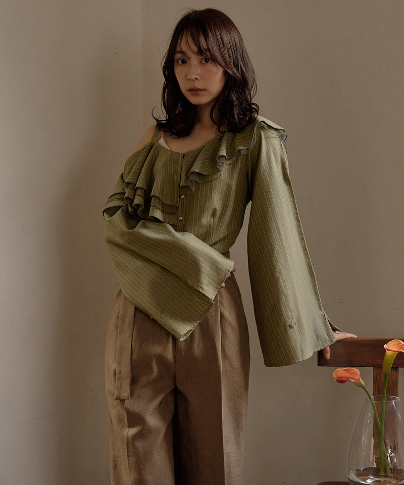 frill one shoulder tops /  フリルワンショルダートップス