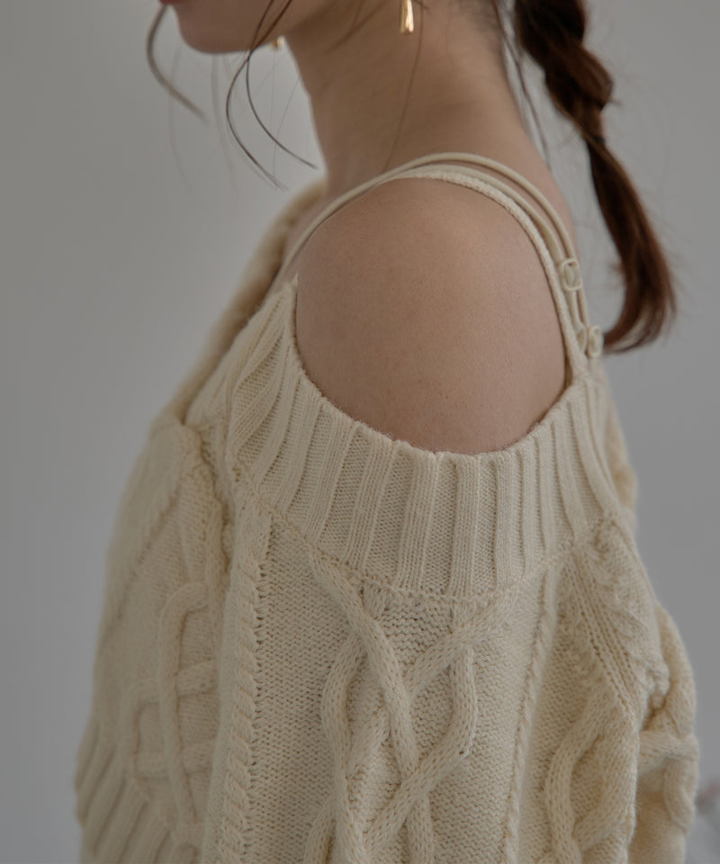 one shoulder cable knit / ワンショルケーブルニット