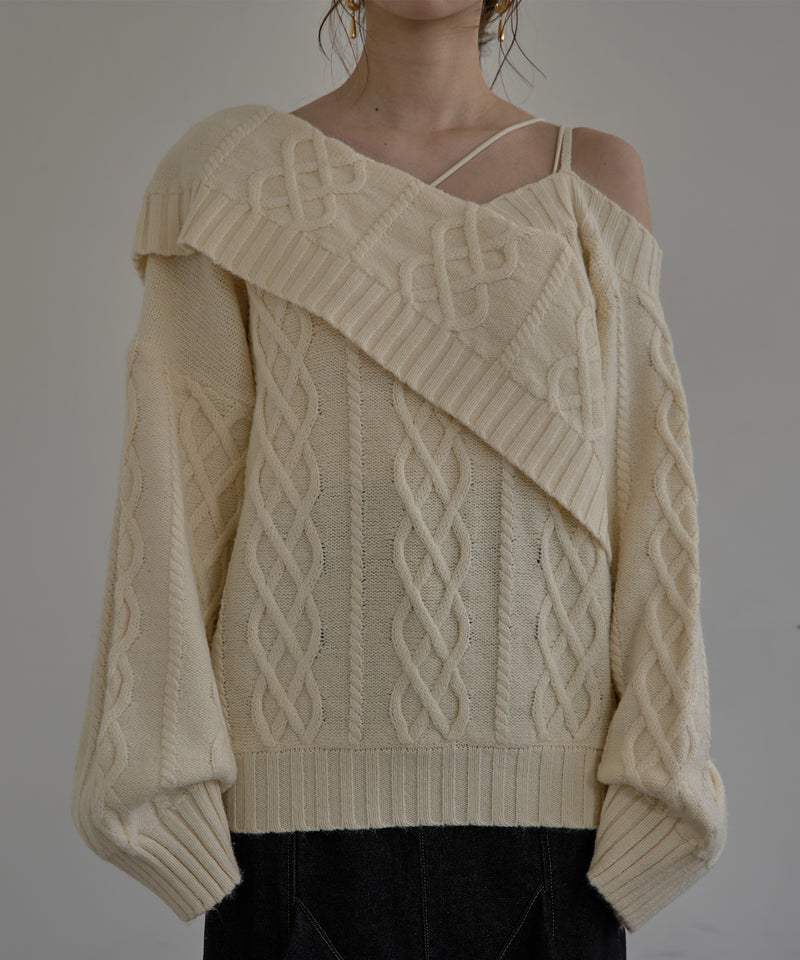 one shoulder cable knit / ワンショルケーブルニット