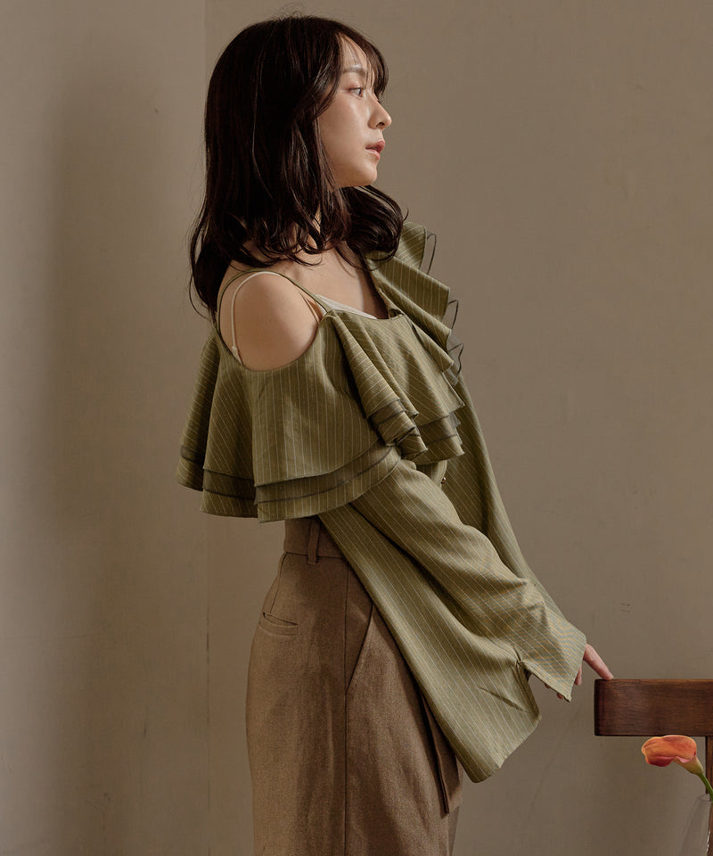frill one shoulder tops /  フリルワンショルダートップス