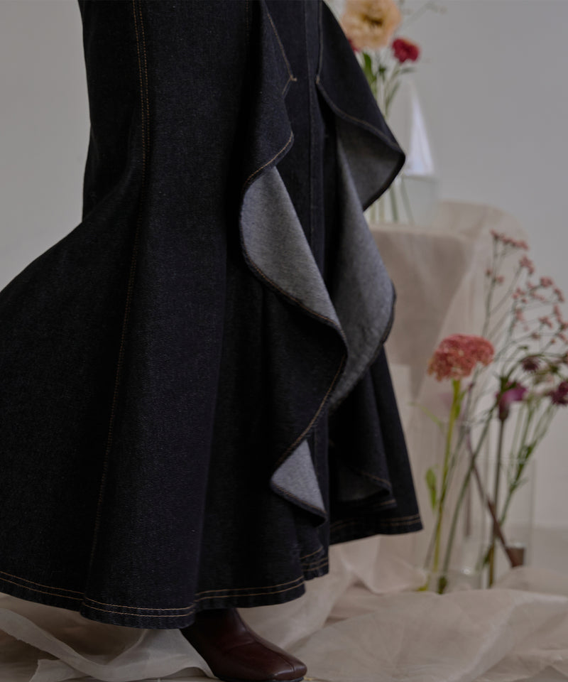 frills mermaid denim skirt / フリルマーメイドデニムスカート