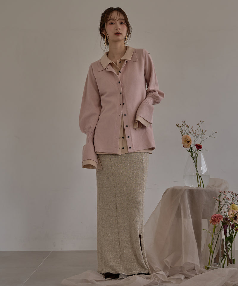 layered loose knit shirt / レイヤードルーズニットシャツ