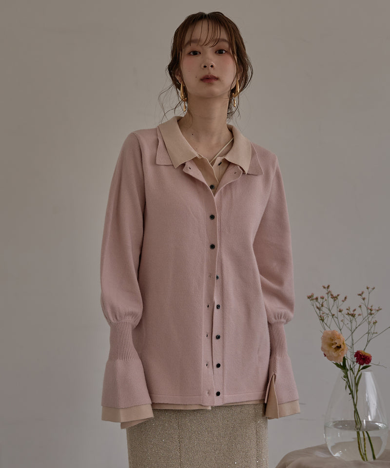 layered loose knit shirt / レイヤードルーズニットシャツ