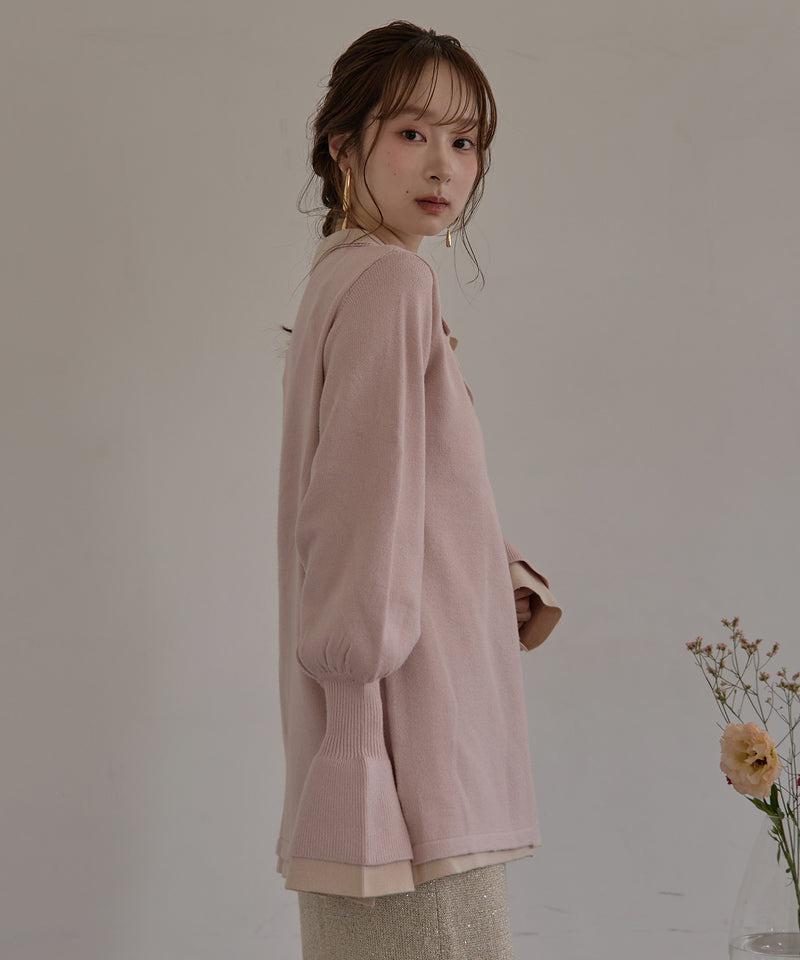 layered loose knit shirt / レイヤードルーズニットシャツ