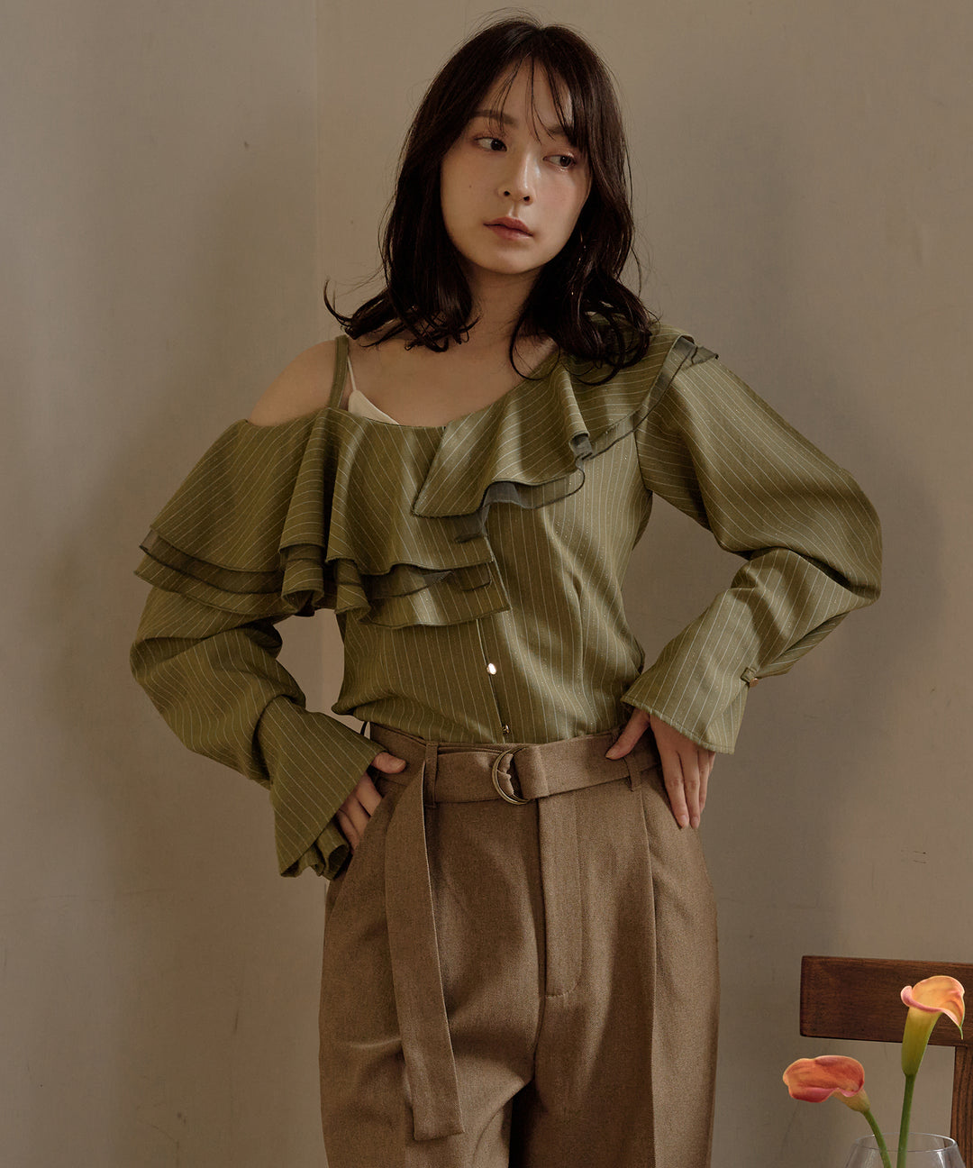 frill one shoulder tops / フリルワンショルダートップス – favclo.
