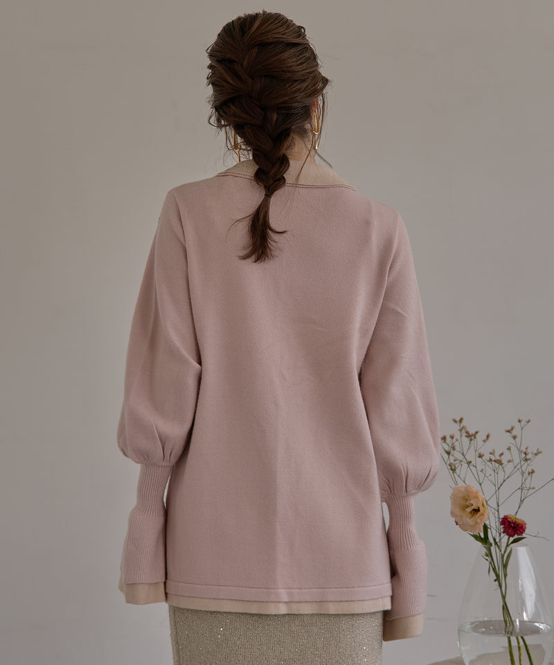 layered loose knit shirt / レイヤードルーズニットシャツ