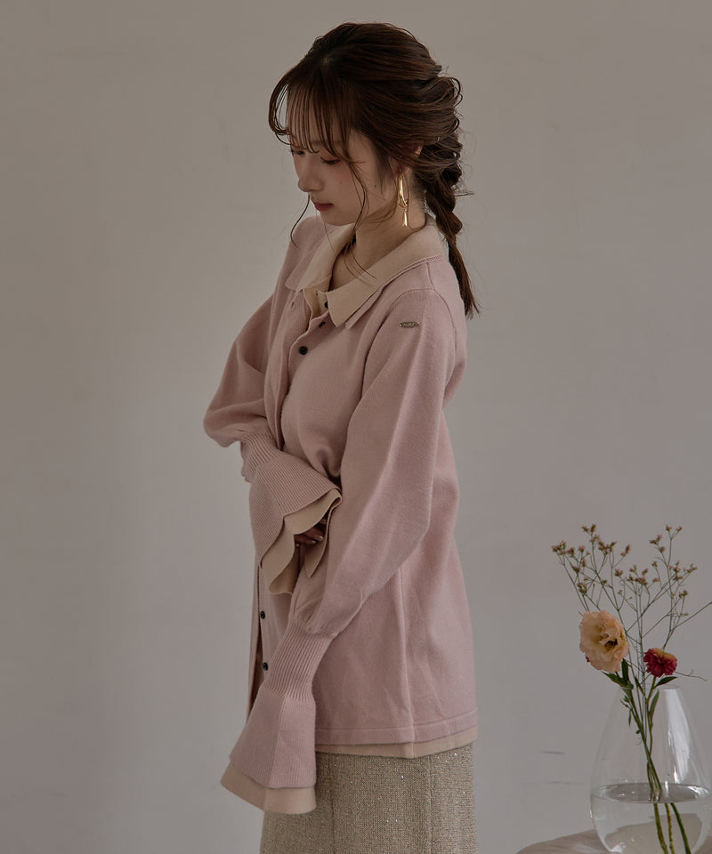 layered loose knit shirt / レイヤードルーズニットシャツ