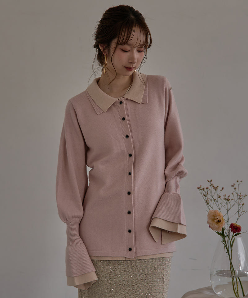 layered loose knit shirt / レイヤードルーズニットシャツ