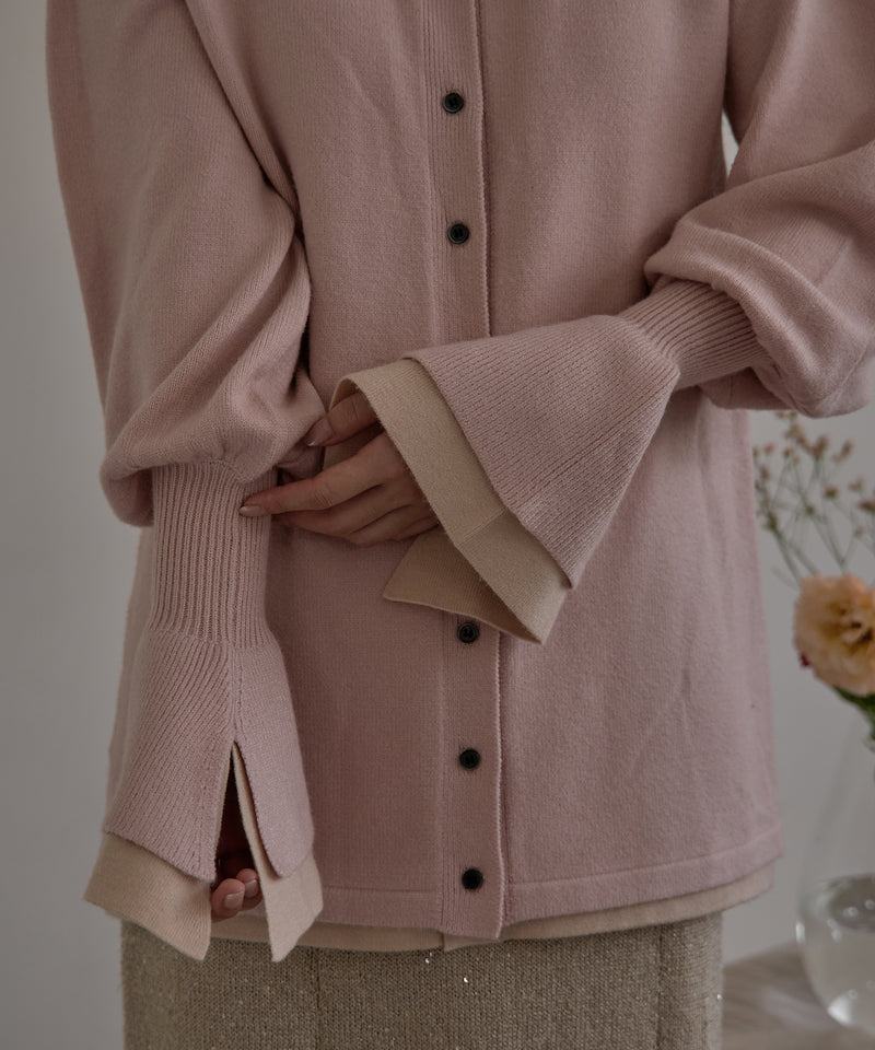 layered loose knit shirt / レイヤードルーズニットシャツ